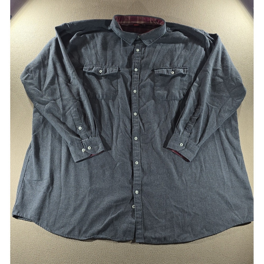 5XL‎ Long Sleeve Grey Flannel Shirt - Made In Italy